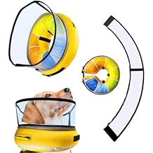 Ovatt PVC inflatable pet collar for small medium and large dogs after surgery ,Washable Dog Cone Collar w/Removable Hard Cone for Dogs After Surgery Orange, S
