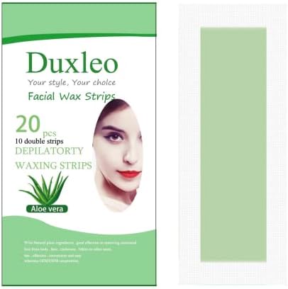 Facial Wax Strips - Hypoallergenic All Skin Types -Duxleo Hair Removal For Women - At Home Waxing Kit with 20 Face Wax Strips