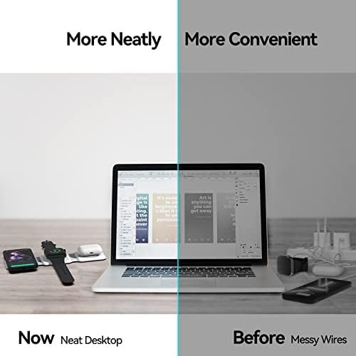 Wireless Charger, 3 in 1 Charging Station for Apple Devices, Magnetic Charging Pad for iPhone 14/13/12, Fast Charging Dock for Apple Watch Series 8-2 and Airpods Pro/3/2(Certified Adapter Include)