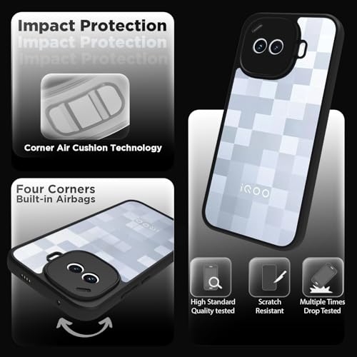 Image of RIGGEAR Shockproof Sleek Hybrid Armor Back Cover Case for iQOO 15R 5G (Clear PC + Black TPU Bumper)