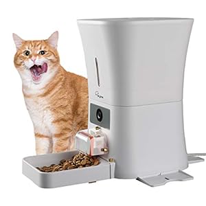SKYMEE 8L Smart Automatic Pet Feeder Food Dispenser for Cats & Dogs – 1080P Full HD Pet Camera Treat Dispenser with Night Vision and 2-Way Audio, Wi-Fi Enabled App for iPhone and Android(AI-B20 Pro)