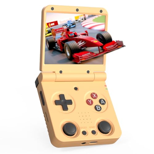 Miyoo Flip V2 Retro Handheld Gaming Console with Quiet Hinge, 3.5" 640*480 IPS Screen Dual System with 30+ Emulator Portable Video Game Hand Held Console with HDMI WiFi OTG Bluetooth, Yellow by Miyoo - Used condition - US$75.99
