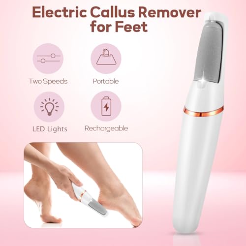 Electric Callus Remover for Feet, ZABOUL Electric Foot Filer Rechargeable Pedicure Tools Foot Grinder Smooth Pedicure Wand Feet Care for Removes Dry Hard & Dead Skin Ideal Gift - White — view 2