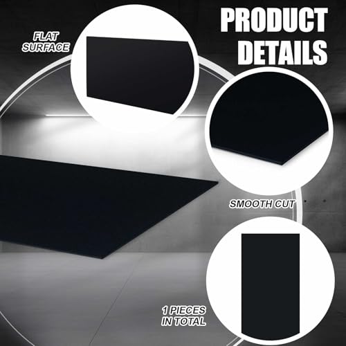 Image of Threehoney 1 Pcs Black HDPE Sheet 1 /4 inch Thick 12 x 36 Inch, HDPE Plastic Sheet High Density Polyethylene Board Flexible Solid Plastic Block for DIY Projects Crafts Machining Home