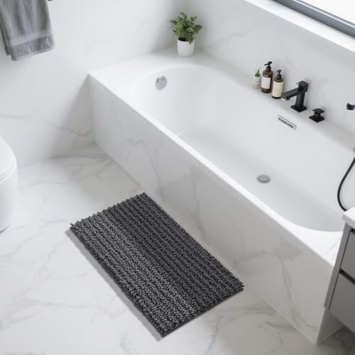 Yimobra Large Bathroom Rugs Non Slip Washable 36x24 Inch - Ultra Soft Absorbent Chenille Bath Mat, Quick Dry Shaggy Floor Carpet for Tub Shower, Dark Gray Home Decor Accessories by Yimobra - Image 8