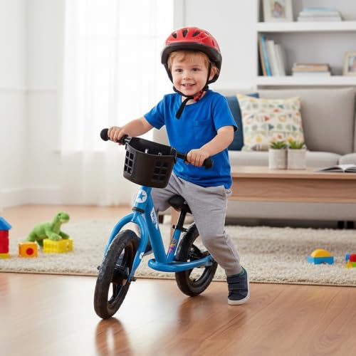 JOYSTAR 12" Balance Bike 2-5Y, Footrest & Basket Adjustable Seat Blue by JOYSTAR - Image 5