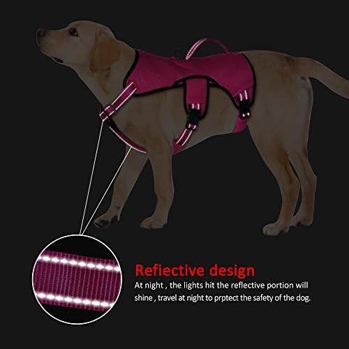 Didog Multi-Use Escape Proof Dog Harnesses for Escape Artist Dogs,Reflective Adjustable Padded Sports Vest Harlter for Medium Large Dogs Hiking Walking Trails,Rose,M