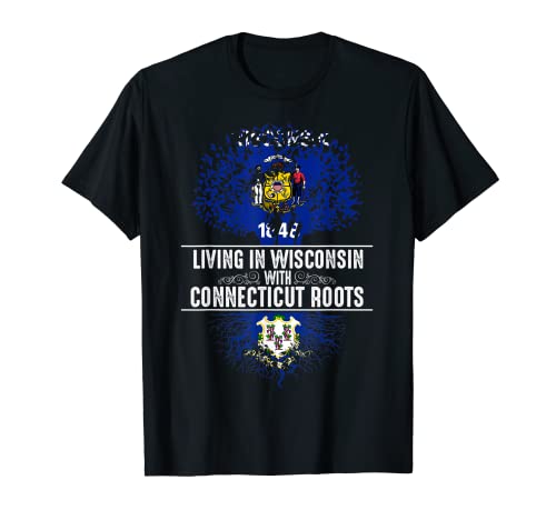 Wisconsin Home Connecticut Roots State Tree Flag Regalo Camiseta