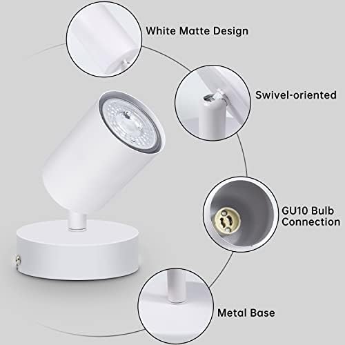 Kambo 2 x Ceiling / Wall Spotlights, Wall Lights Adjustable GU10 Sockets White Metal Round, Spot Ceiling Light Indoor for Kitchen Dining Room Bedroom Hallway, Max.50W Bulb not Included