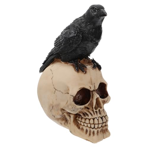 Figurine corbeau et crâne en résine OUNONA, ornement d'intérieur de qualité - 2