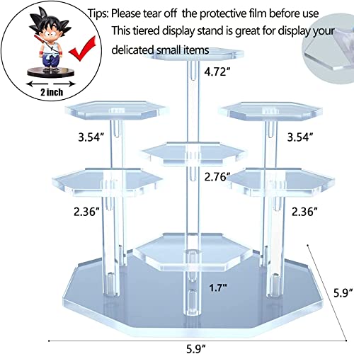 Meanwell 7-Tier Acrylic Risers For Collectibles，Acrylic Display Stand For Perfume Organizer, Cupcake Dessert,Action Figure Stand, Collection Of Pops, Cosmetic , Jewelry, Toys (Black-2") (Clear-2") #TOP5