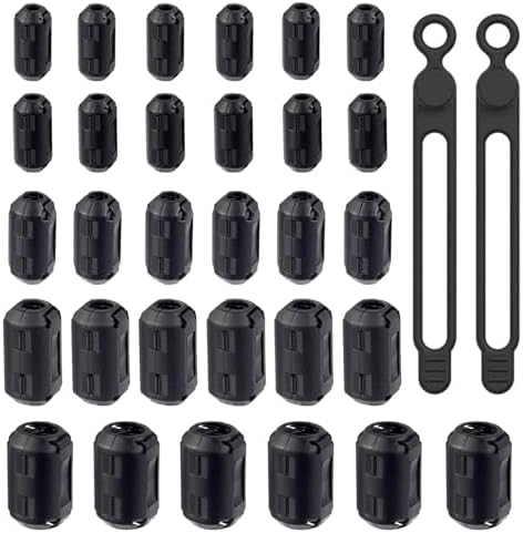 HAPPOW 30er-Pack Ferritkerne – 5 Größen (3,5–13 Mm) Für Kabel, USB, HDMI & Co. – Inkl. Kabelbindern, Schwarz