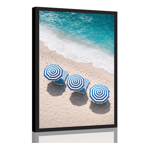 Framed beach scene poster Canvas Print Art Modern Coastal Seaside