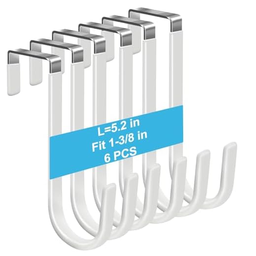 Peasulin 6 Pack Over The Door Hooks, Over The Door Hangers Hooks, Soft Rubber Surface Prevents Scratches, White Door Hooks for Bathroom, Living Room, Kitchen Hanging Clothes, Towels, Shoe Bag, Hats