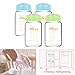 Matyz Glass Breastmilk Storage Containers, 4 Pack, 6 oz Bottle, Fit with Spectra Medela Avent Pump - Wide Mouth Breastmilk Collection and Storage Bottle with Lids - No BPA (2 Green & 2 Blue Lids)