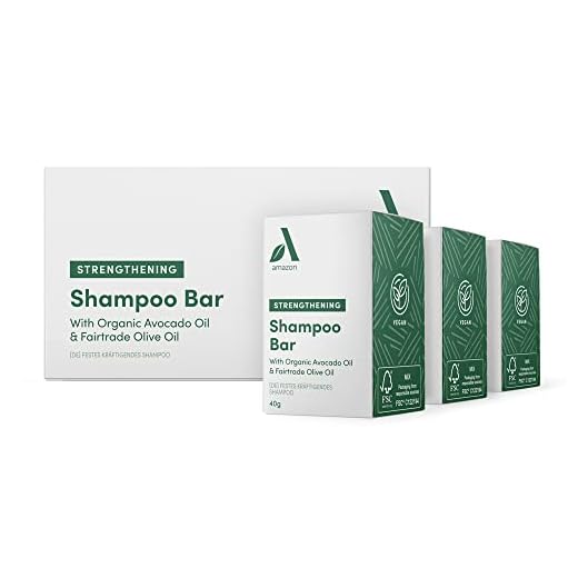Amazon Aware Champú fortalecedor en barra con aceite de aguacate orgánico y aceite de oliva Fairtrade, 3 x 40 g