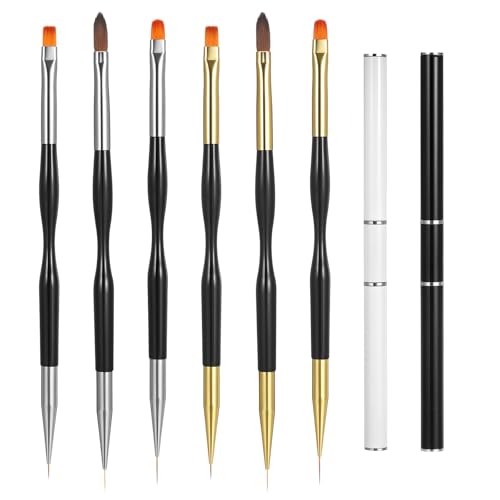 8 PCS Dual-Ended Gel Nail Brushes Set for Professional Salon and Home DIY Use,...