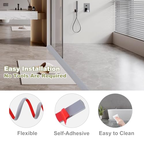 Striscia autoadesiva per doccia in silicone, guarnizione per ambienti umidi, per piatto doccia walk-in, protezione del pavimento senza cornice, bianca, striscia impermeabile da 100 cm