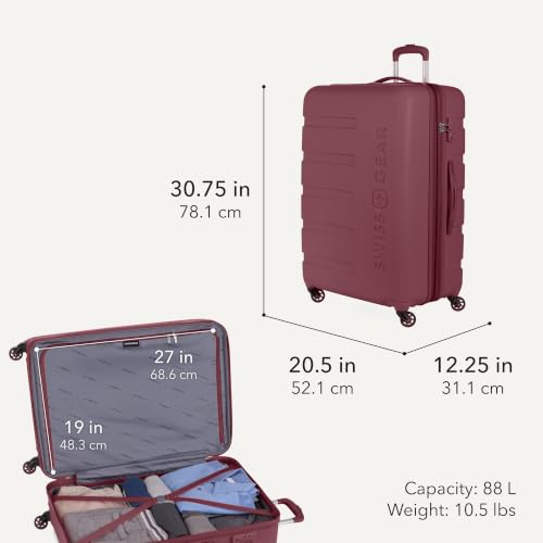 Image of SWISSGEAR Signature Hardside Expandable Checked Large Spinner Luggage, ABS Construction, TSA-Friendly Lock, Merlot, 27-Inch