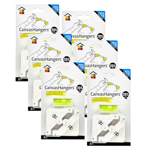 Under The Roof Decorating CanvasHangers with Level 2 pc Sampler Pack 20 lb Canvas Hanger, Pack of 6