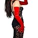 DooWay Extra Long Red Velvet Gloves for Women Evening Opera Costume Stretchy 28 inches Shoulder Length Warm Fashion Gloves