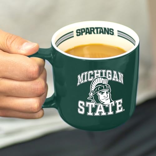Image of Logo Brands NCAA Michigan State Spartans 15oz Stripe Mug - Team Logo, Inside Print, Standard Handle, Microwave & Dishwasher Safe