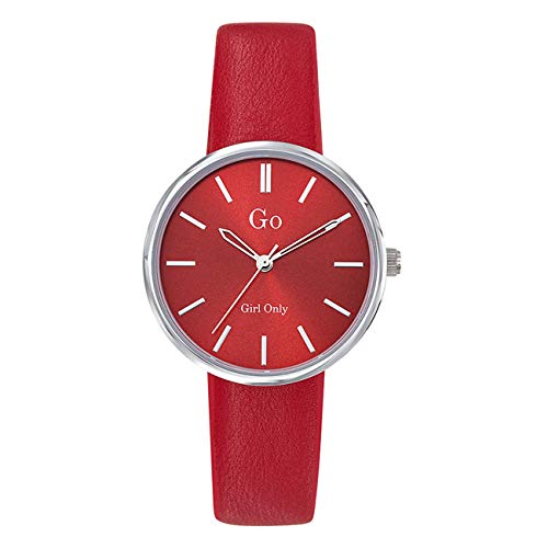 Girl Only Damen Armbanduhr rot Analog-Uhr 699315 GO Lederarmband UGO699315 Analoguhr