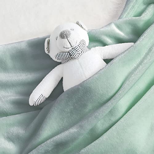 Image of Bedsure GentleSoft Bedding Fleece Blanket for Girls and Boys - Soft Cozy Cute Small Throw Blankets for Travel, 43x55 Inches, Sage Green