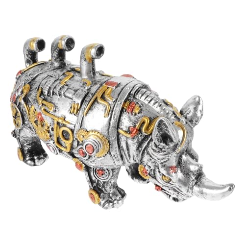 Hemobllo Figurine Rhinocéros Steampunk en Résine, Ornement Décoration Intérieure Artisanale, Statuette Bureau Originale Vintage, Sculpture Déco Maison...