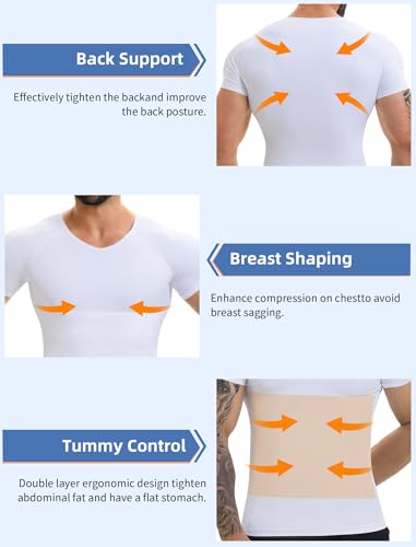 MISS MOLY Compression Shirts For Men Tummy Control Gynomastica Slimming Undershirt V Neck Short Sleeve Shapewear2