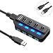 Produktbild Aromu USB Hub 3.0 mit 4 Ports SuperSpeed Datenhub,USB Verteiler 5Gbps Data Transfer mit Selbständiges On/Off Switch LED Anzeiger 1M Kable für Windows,Linux,Mac usw.
