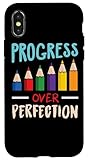 Carcasa para iPhone X/XS Back to School Teacher Motivational Progress Over Perfection