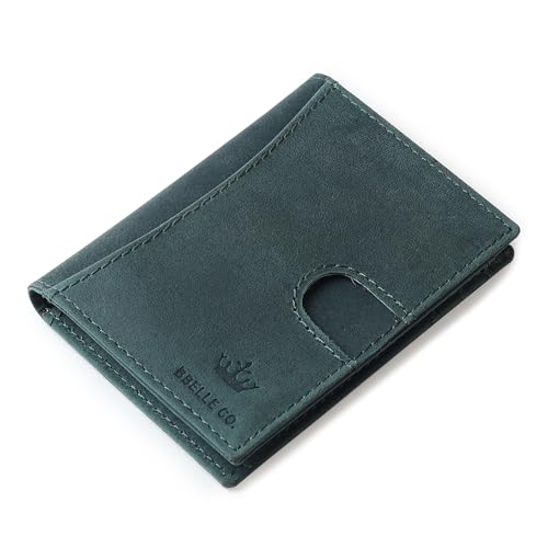 Image of Genuine Leather RFID Blocking Card Holder Wallet for Men - Slim Minimalist Front Pocket Wallet with Card Puller & ID Window - Holds 10 Cards