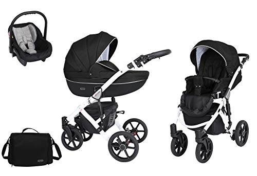 SaintBaby Poussette Landau Trio Siège Auto Cosi Milla White 2in1 3in1 Isofix Siège Auto Cosi Poussette Combinée Black 04 2en1 sans siège bébé