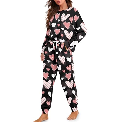 Image of Women's Pajamas Set Soft 2 Piece Loungewear Long Sleeve Pj Set Matching Sleepwear with Pockets for Women Plus Size