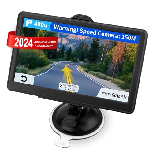 GPS Navigation for Car Truck RV, GPS Navigator Navigation System 7 Inch Touchscreen, 2024 US/CA/MX Offline Maps Lifetime Free Update Voice Guidance Speed Cam Warning Vehicle RV GPS para carros Trucker