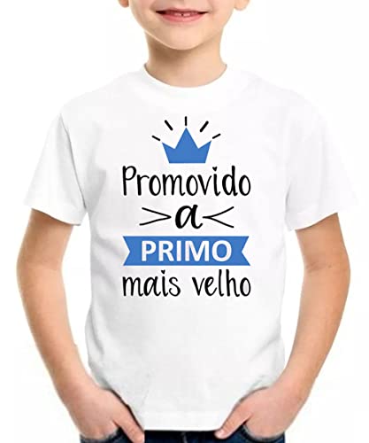 Camiseta infantil promovido a primo mais velho coroa camisa Cor:Preto;Tamanho:8