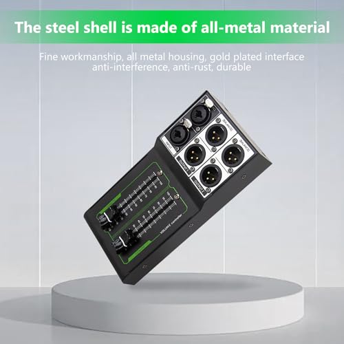 Control de volumen pasivo metal Preciso ajuste de sonido Plug and Play estéreo entrada/salida XLR compatible con DVD, tarjetas de sonido, computadoras, interfaz de audio miniatura 4