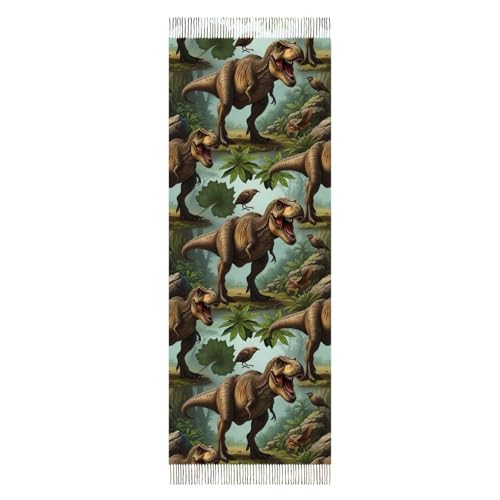 MUMEHAZ Fashion Women's Shawl Wraps 3D Animal Dinosaur Crinkle Soft Scarf with Fringed Edges Long Neck Head Tassel Wrap