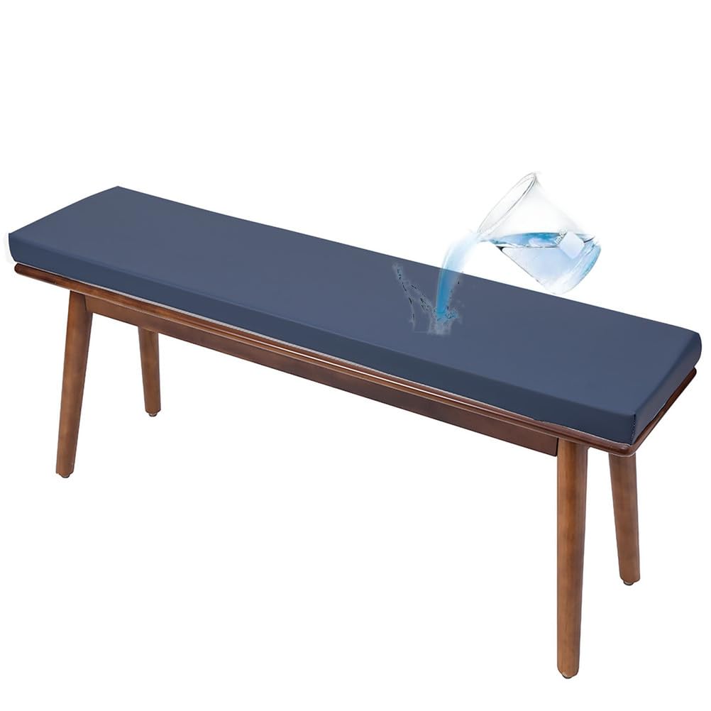 Cojín azul marino para banco de 150x30 cm con grosor de 8 cm impermeable y cómodo