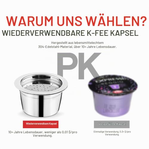 i Cafilas Wiederbefüllbare Kfee Kaffeekapsel aus Edelstahl Wiederverwendbare Refill-Kapsel Kaffeefilter für Caffitaly Tchibo Cafissimo ALDI… – Ansicht 3