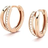 ピアス レディース つけっぱなし フープピアス 金属アレルギー対応 リング リングピアス ピンクゴールド 女性 冠婚葬祭 誕生日 プレゼント (ローズゴールド) pis11