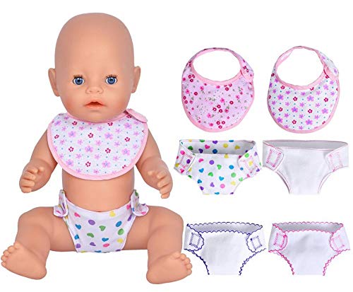 Ebuddy 4 Pack Diapers and 2 pcs Bids for 14-18 Inch Baby Dolls