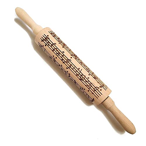 2pc Rolling Pins Rolling Pin Musical Notes Wooden Rolling Embossing Tool