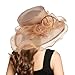 2026 Derby Hats for Women Girls Ladies, Organza Church Tea Party Wedding Fascinator Hat UV Protection Sun Hat Peach Wood