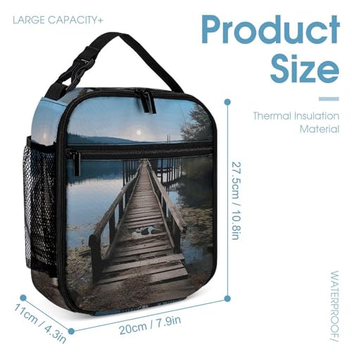 Wooden Trestle by The Water Backpack Set 3 Piece, Durable Backpack Insulated Lunch Bag Portable Pencil Case for Men Women4