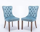 Set of 2 Dining Chairs Modern for Living Room Kitchen Accent Side Chair Solid Wood Legs Velvet Padde