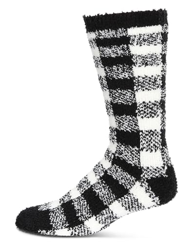 MeMoi Men's Buffalo Plaid Fuzzy Warm Cozy Crew Sock