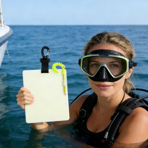 Pizarra de buceo luminosa portátil con bolígrafo y clip para comunicación submarina 3