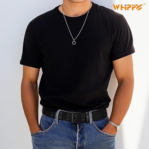Image of WHIPPY Canvas Double Grommet Belt Unisex Casual Double Prong Belt for Men Women for Jeans Pants